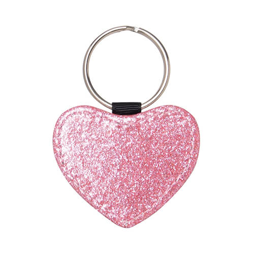 Bőr,szív alakú kulcstartó- rózsaszín